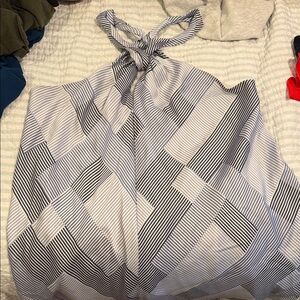 Banana Republic 100% silk mini striped blue dress with halter neck LARGE PETITE